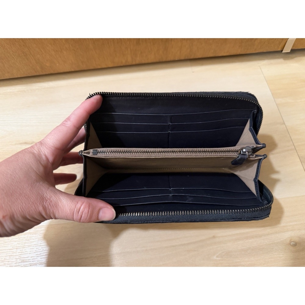 BOTTEGA VENETA Intrecciato Zippy Long Wallet Black Leather Zip Soft Woven - Picture 6 of 11